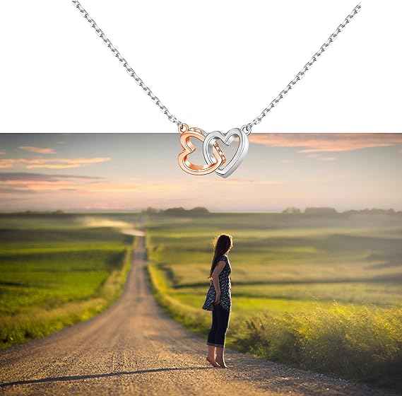 Double Heart Pendant Necklace