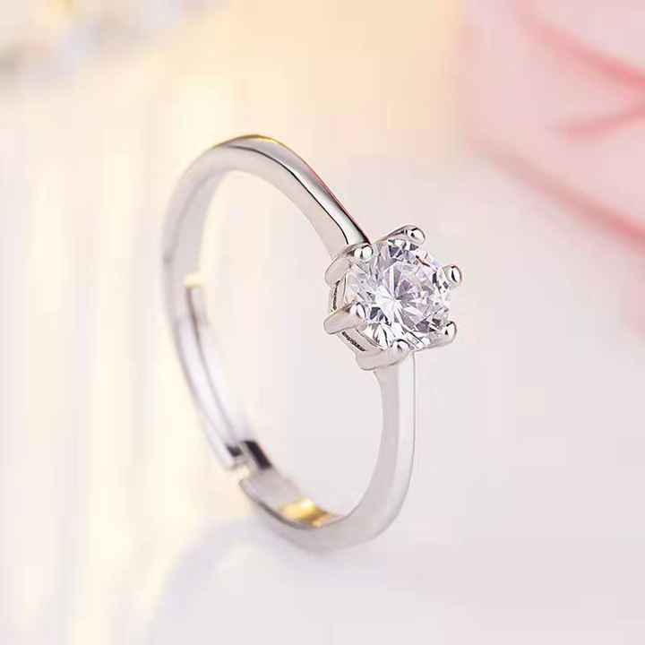 Minimal 925 Sterling Silver CZ Wedding Couple Ring Set