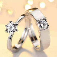 Load image into Gallery viewer, Minimal 925 Sterling Silver CZ Wedding Couple Ring Set
