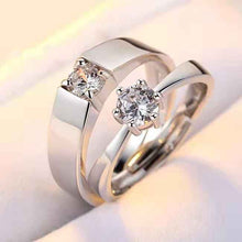 Load image into Gallery viewer, Minimal 925 Sterling Silver CZ Wedding Couple Ring Set
