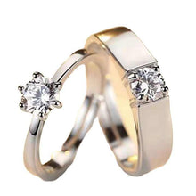 Load image into Gallery viewer, Minimal 925 Sterling Silver CZ Wedding Couple Ring Set
